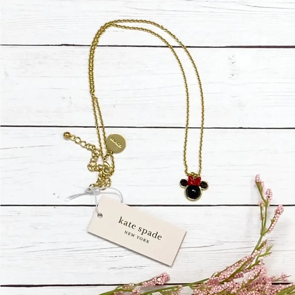 Kate Spade Minnie Mouse Mini Pendant Necklace Disney wbrue710 NWT